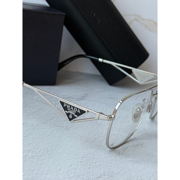NEW Prada PR B50V Silver Pilot Aviator Eyeglasses Frames main image 2